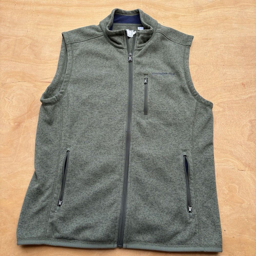 Southern Tide Full Zip Softshell Vest Green Size Medium Golf Activewear